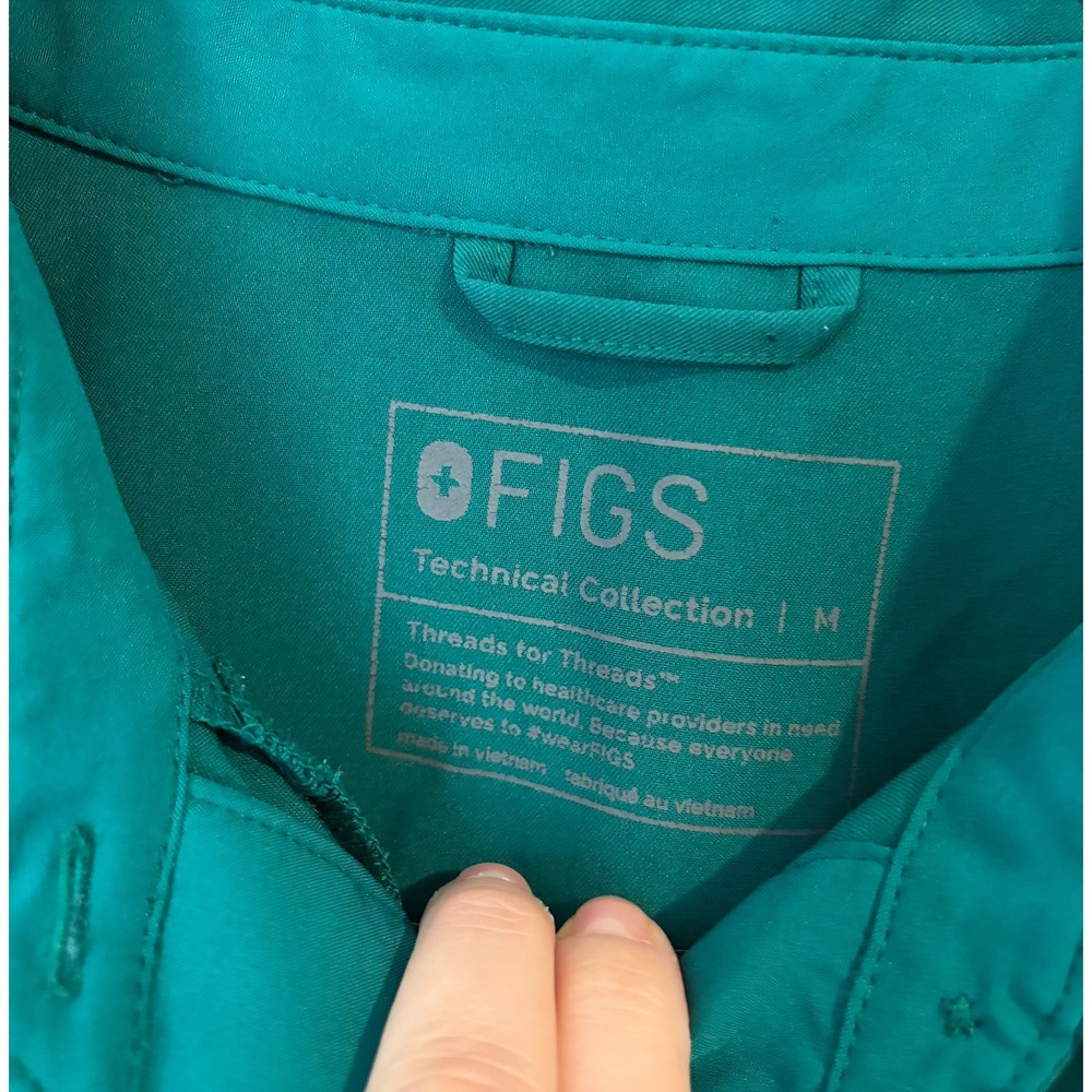 FIGS Technical Collection Scrub Polo Shirt Teal Green MEDIUM - Picture 5 of 6